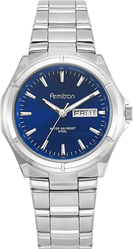 ARMITRON MENS STAINLESS AND DIAL DRESS WATCH 39MM