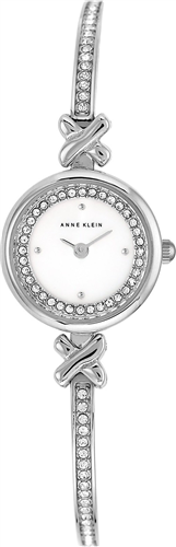 ANNE KLEIN WOMENS CRYSTAL ACCENT SILVER-TONE WATCH 20MM
