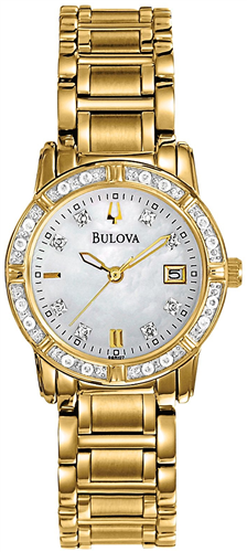 BULOVA HIGHBRIDGE DIAMOND GOLD WOMENS WATCH 26MM